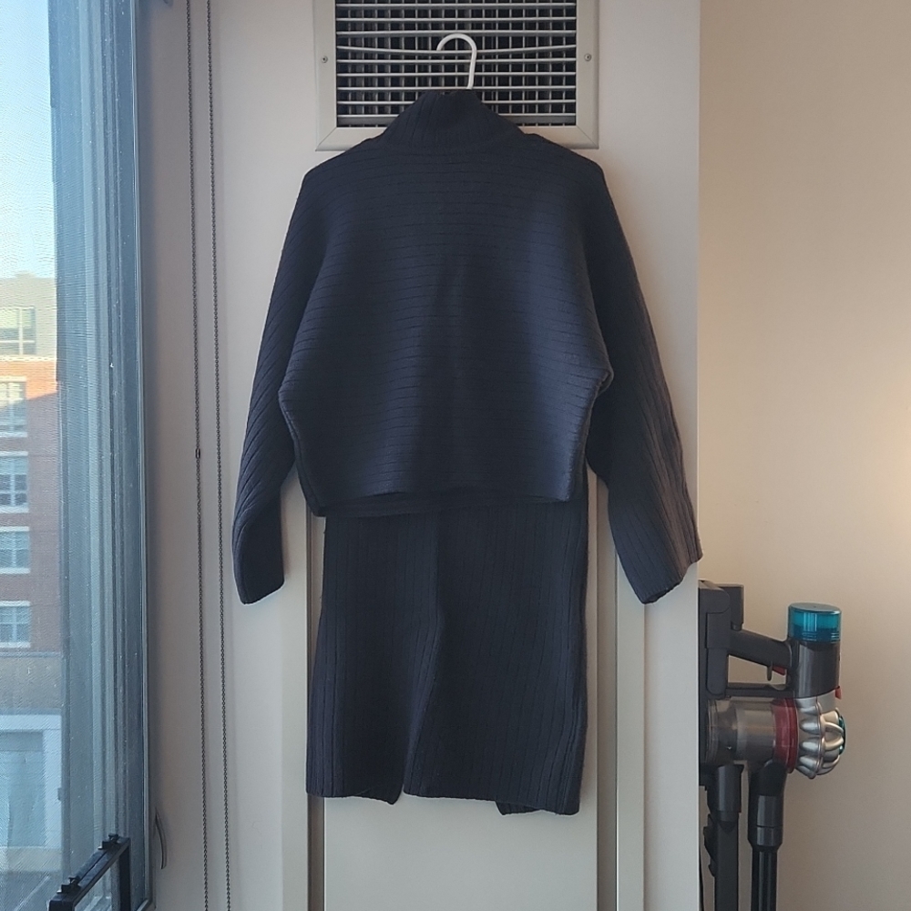 Matching sweater & skirt winter set (charcoal color)